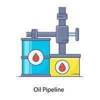 Flat outline icon of oil pipeline, piping vector