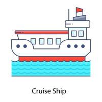 Design of the cargo ship, editable flat outline icon vector