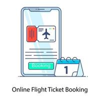 Flat outline vector of online booking, web booking facility