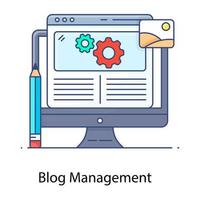 Online  blog management icon in flat outline style vector