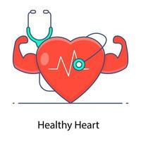 A cute healthy heart symbolizing in flat outline vector