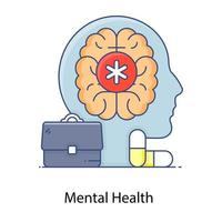 Mental health icon flat outline icon design vector