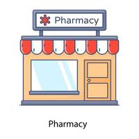 Pharmacy icon in flat outline concept design vector