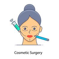 Process of cosmetic surgery in flat outline icon vector