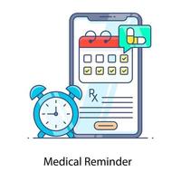 Concept icon of medical reminder, flat outline design vector