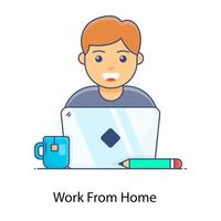 Work from home flat outline conceptual icon vector