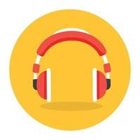 An audio listening device, flat icon of headphones vector