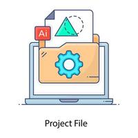 Project file flat outline icon, documentation vector