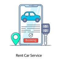 Mobile application, flat outline icon of rent car service vector