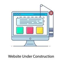 sitio web en construcción icono de contorno plano vector