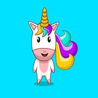 personaje lindo unicornio con vector de sonrisa