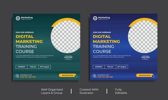 Creative live streaming Digital marketing Training Course social media promotion template Design vector