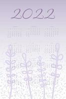 2022 calendar trendy very peri lavender palette with hand drawn botanical elements vector