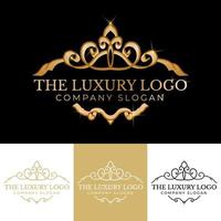 plantilla de logotipo dorado con estilo vintage y lujoso vector