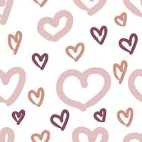 Hand drawn valentine seamless pattern with multicolored hearts. vector