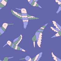 Doodle flying hummingbirds seamless pattern. vector