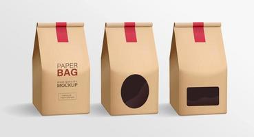 Paper bag packaging mockups vector