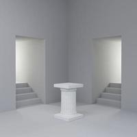 podio de la columna griega en el pasillo 3d render ilustración foto