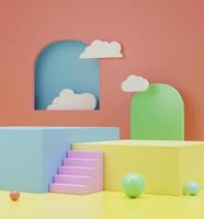 Minimal colorful display mockup podium 3D render illustration photo