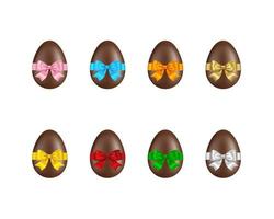 easter chocolate eggs withcolorful bows vector