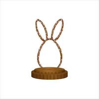 isolated easter stage podium with egg-shaped frame and rabbit ears vector