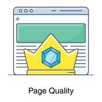 Crown on web page denoting concept of page quality icon vector