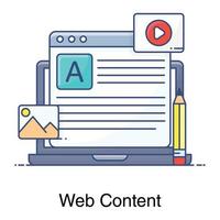 A web page with pencil showing concept of web content icon vector