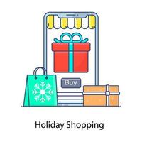 icono de compras navideñas en estilo editable vector