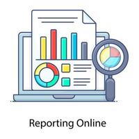 Detailed report of collected data, analytical report flat outline concept icon vector