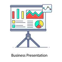 Business presentation flat outline vector, presenting analytical information vector