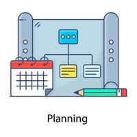 Flowchart blueprint, planning vector in flat outline style