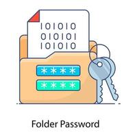 Editable flat outline design of folder password icon vector