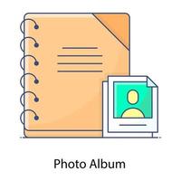colección de imágenes, icono de contorno plano del álbum de fotos vector
