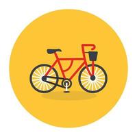 diseño de icono de bicicleta plana, bicicleta de pedales sobre un fondo amarillo vector