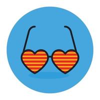 Cute heart googles best for beach parties, flat rounded icon vector