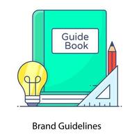 A book with brand guidelines, flat outline concept icon vector