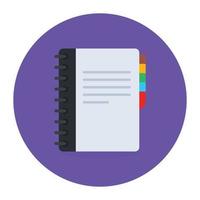 A flat notebook icon in editable style vector