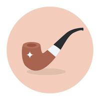 A retro smoking pipe isolated on colored background vector