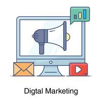 Megaphone inside monitor with envelope showing digital marketing concept icon vector