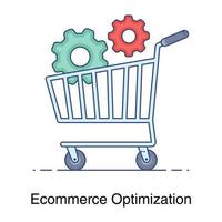 Gears inside hand cart depicting ecommerce solution icon vector