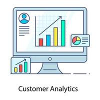 aumentar la lealtad del cliente icono de concepto de contorno plano, mejorar el rendimiento empresarial vector