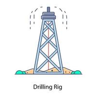 Offshore platform, flat outline icon of drilling platform vector