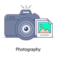 Photography flat outline vector showing, capturing camera