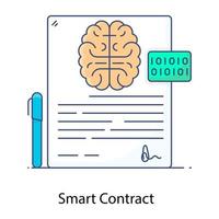 Smart contract flat outline icon, agreement vector