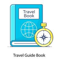 Travel guide book flat outline concept icon, visitors guidance vector