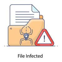 Virus on folder denoting concept of file infected icon vector