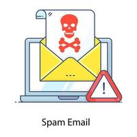Icon of spam email in flat outline design, cyber crime concept vector