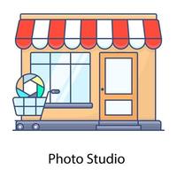 Photo studio flat outline icon, photography workshop vector