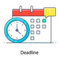 Flat outline icon of deadline, time limit vector