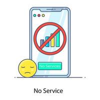 Network issue, flat outline icon of no service vector